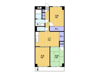 ニューウェル(3DK/4階)の間取り写真