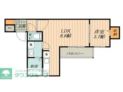 レジデンス中村公園(1LDK/2階)の間取り写真