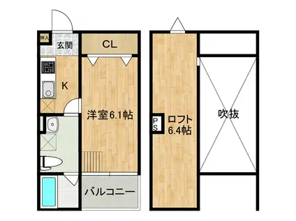 シュトゥルデール幸通(1K/2階)の間取り写真