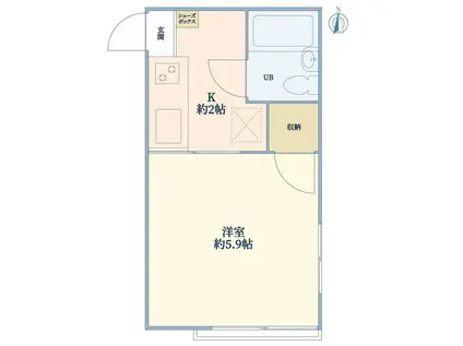 ハイムあさぎり(1K/1階)の間取り写真