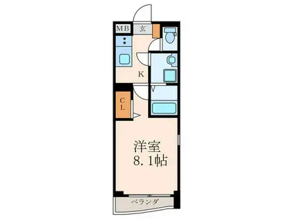 MDIプロスジョイア北九大前(1K/1階)の間取り写真