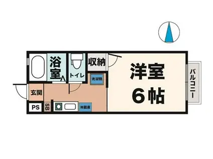 ラポール(ワンルーム/2階)の間取り写真