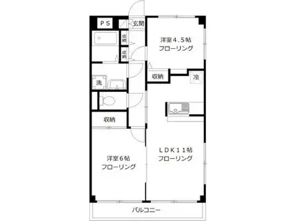 ラ・プリマヴェーラ(2LDK/4階)の間取り写真