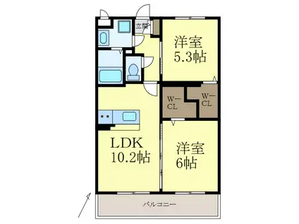 ユーミー三葛(2LDK/1階)の間取り写真