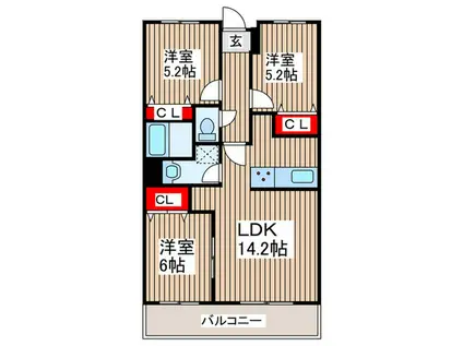エマーレ南浦和(3LDK/4階)の間取り写真