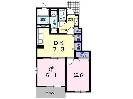 サニーデイ・コート C(2DK/1階)の間取り写真