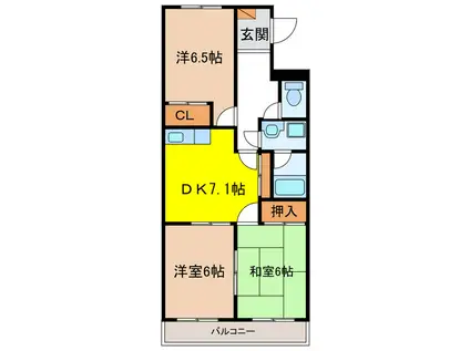 コンフォール(3DK/1階)の間取り写真
