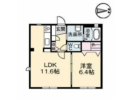 アン・ジュールC棟(1LDK/1階)の間取り写真