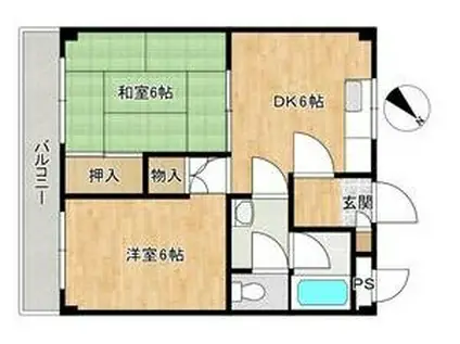 エクレール衣掛(2DK/3階)の間取り写真