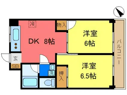 たつみ橋マンション(2DK/9階)の間取り写真