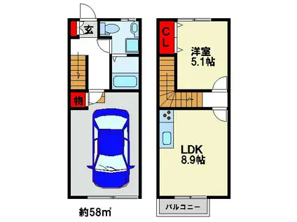 G.ROSSO A棟(1LDK/1階)の間取り写真