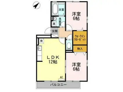 セジュール影橋B棟(2LDK/2階)の間取り写真