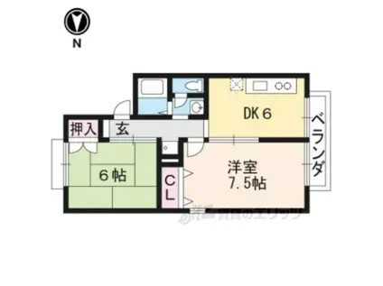 セジュール松月A(2DK/1階)の間取り写真