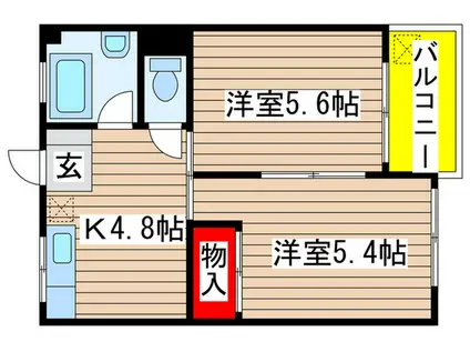 平子橋マンション(2K/3階)の間取り写真