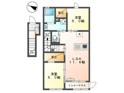 フォレスタ湘南(2LDK/2階)の間取り写真