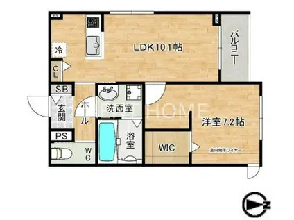 レジデンス東中浜(1LDK/2階)の間取り写真