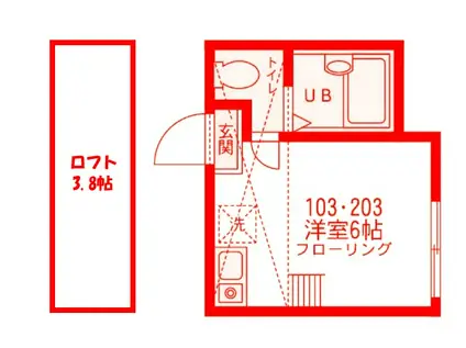 ユナイト追浜ヴィーナス(ワンルーム/1階)の間取り写真