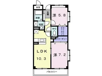 プリムローズ(2LDK/4階)の間取り写真