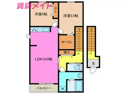 リーブルファイン大治田(2LDK/2階)の間取り写真