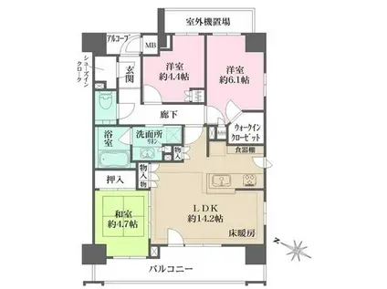 音羽パークハウス(2LDK/9階)の間取り写真