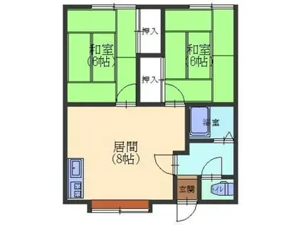 コーポよつば(2DK/2階)の間取り写真