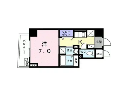 B.R.大森山王(1K/2階)の間取り写真