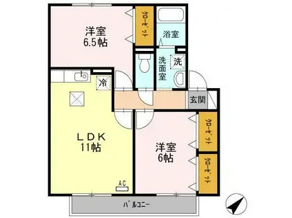 サンライズ豊A(2LDK/1階)の間取り写真