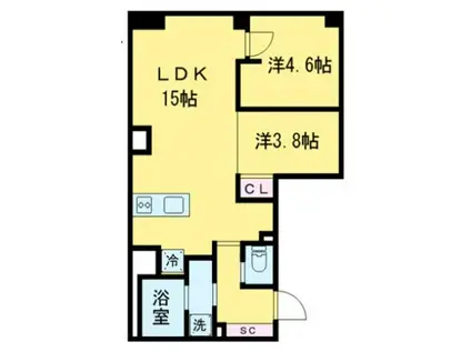 オープンブルーム尾久(2LDK/8階)の間取り写真