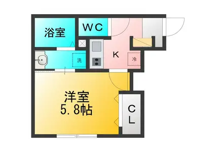 フォルトゥーナ(1K/1階)の間取り写真