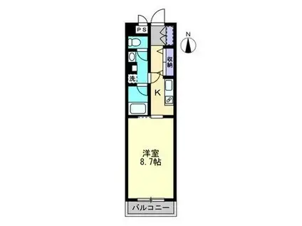 ストーリァ中央町(1K/8階)の間取り写真