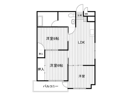稲毛第一パレスA棟(2LDK/5階)の間取り写真