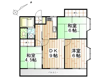 クリエールしらとり台(3DK/1階)の間取り写真