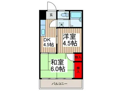 コーポはるやま(2DK/1階)の間取り写真