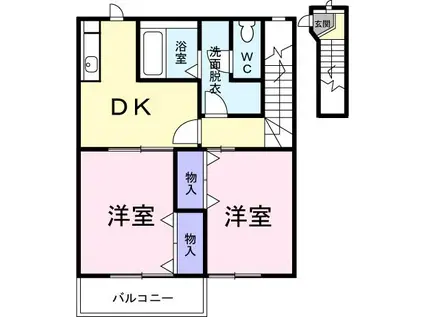 ビラ・デルリコB(2DK/2階)の間取り写真