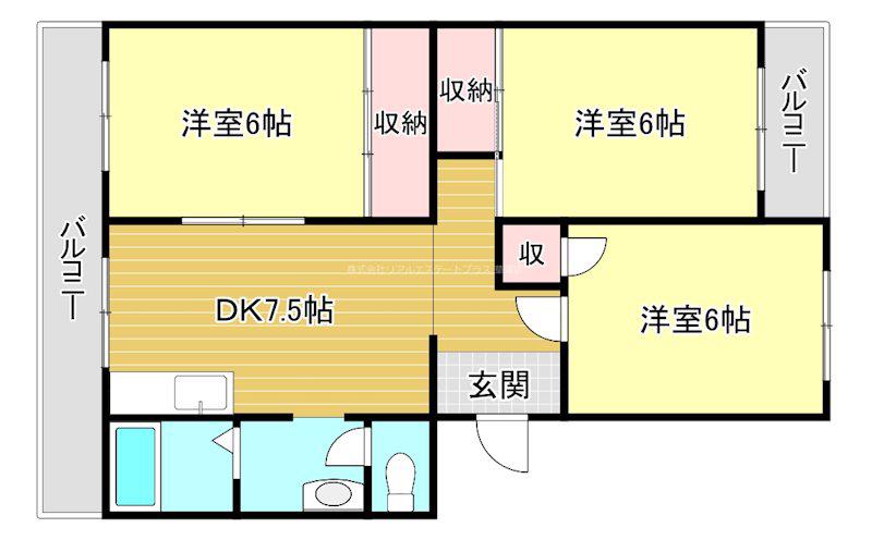 マンションきよし(3DK/1階)の間取り写真