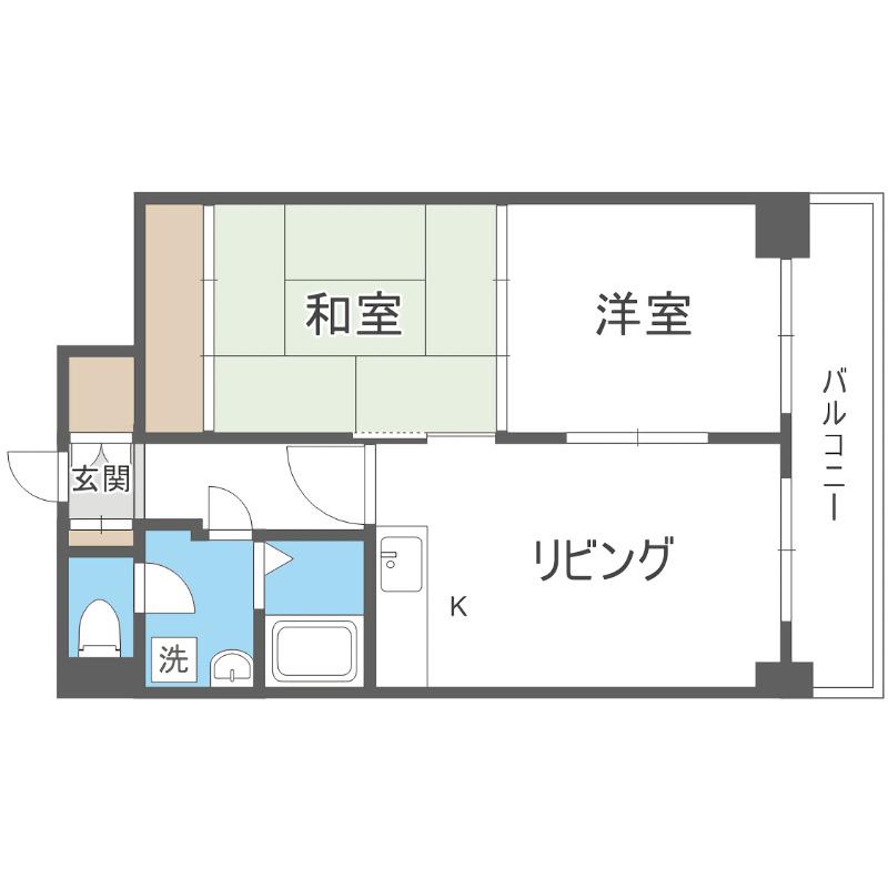 ベルレーヴ山鼻(2LDK/2階)の間取り写真