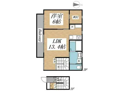 CASA・ACERO-カーサアチェロ-(1LDK/2階)の間取り写真