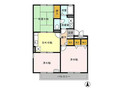 ジュネスなかじまD(3DK/1階)の間取り写真