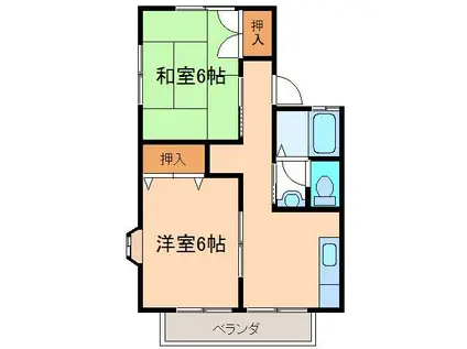 サンセジュールA(2DK/2階)の間取り写真