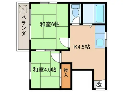 高野コーポ(2K/2階)の間取り写真