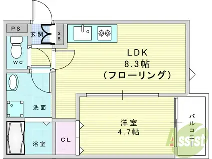 RITZ COURT 池田(1LDK/3階)の間取り写真