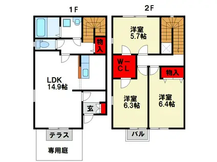 リースランド吉松 I(3LDK/1階)の間取り写真