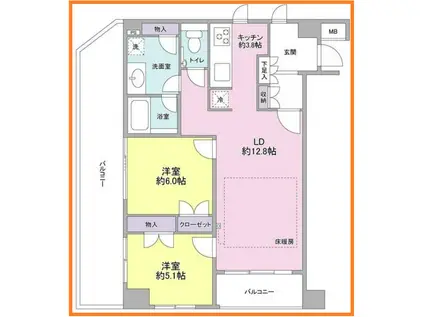 THECENTURYMIYAZAKIDAIザ・センチュリー・ミヤザキ(2LDK/2階)の間取り写真