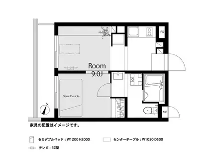 レジダンスイン目黒(ワンルーム/5階)の間取り写真