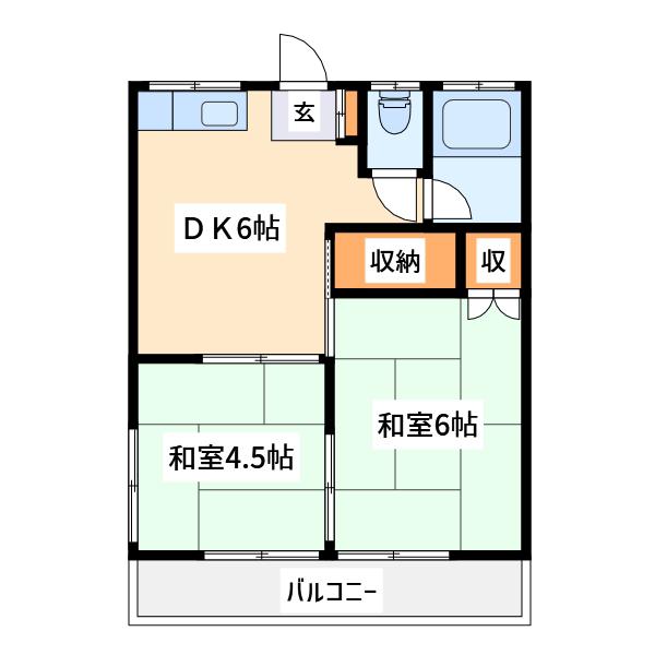 山王コーポ(2DK/2階)の間取り写真