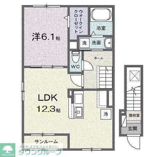 セレーネ(1LDK/2階)の間取り写真