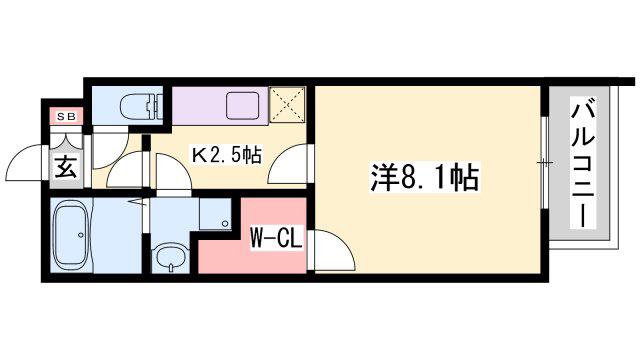 フロイデ姫路(1K/3階)の間取り写真