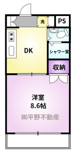 コーポ加月A棟(1DK/3階)の間取り写真