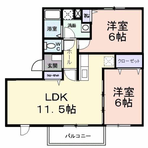 NEW ELDEM 若竹 III(2LDK/1階)の間取り写真