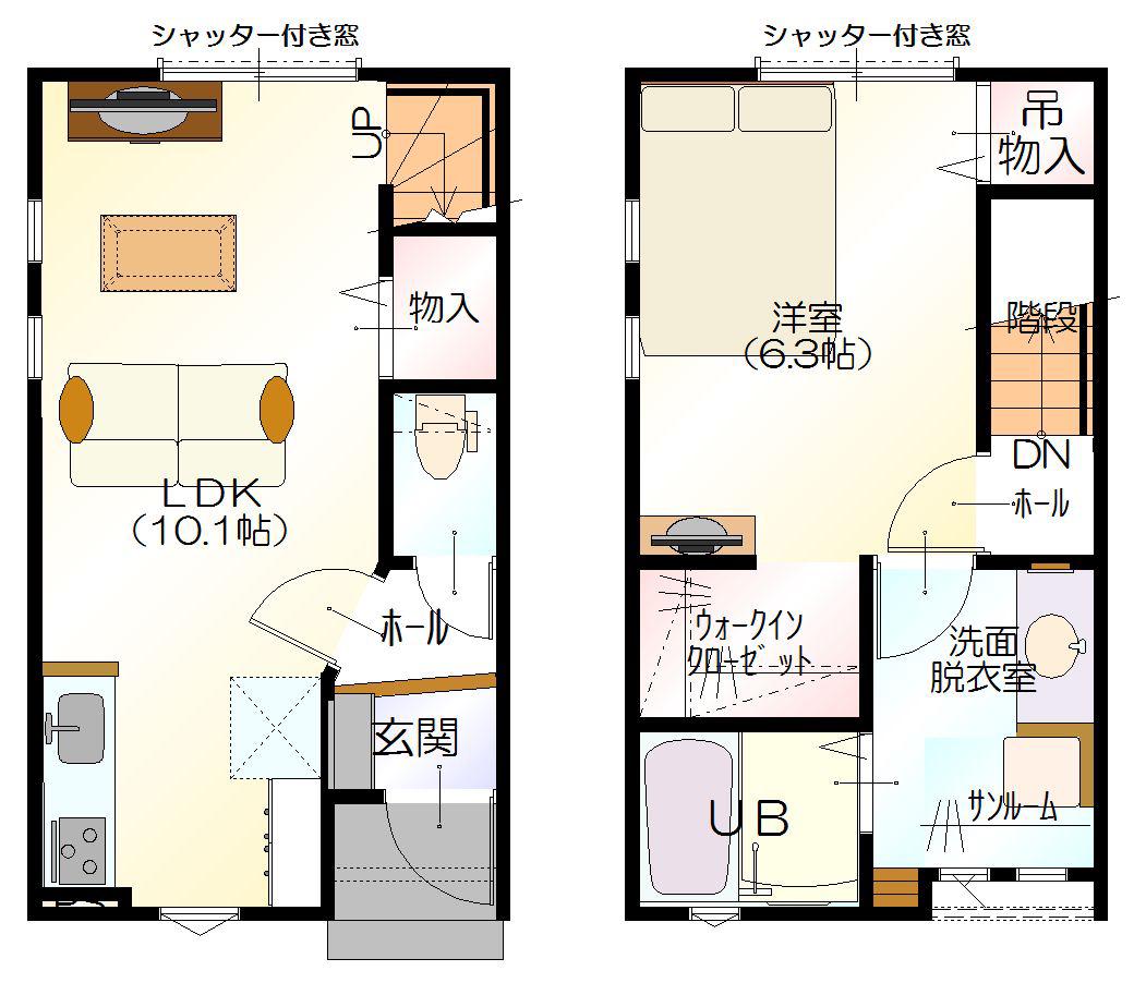 D-BOX野町(1LDK/1階)の間取り写真